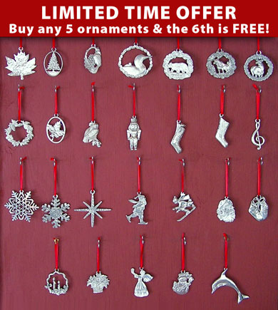 Photo of pewter Christmas ornaments
